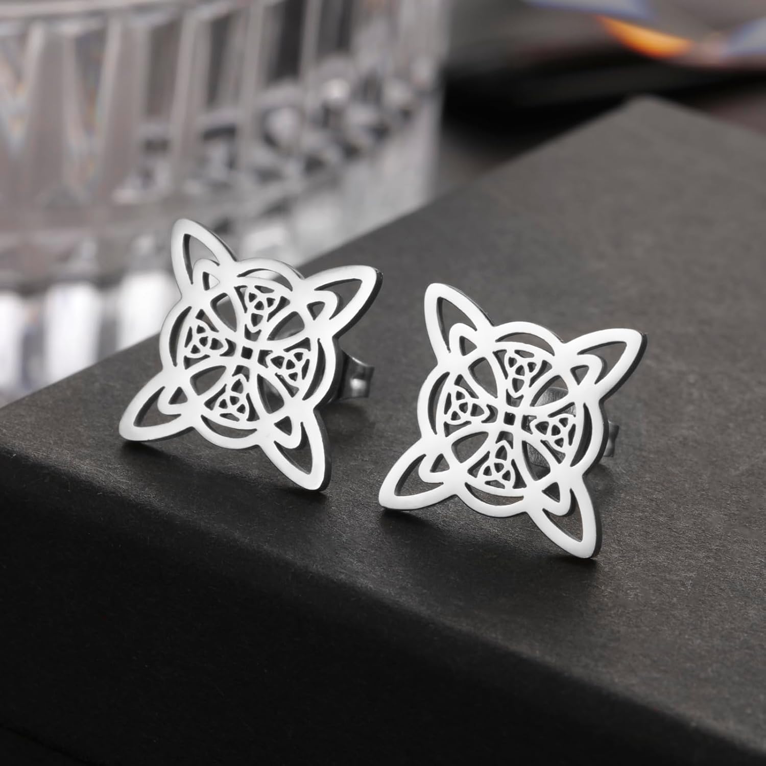 TEAMER Witches Knot Stud Earrings Stainless Steel Irish Knot Witchcraft Celtic Knot Earrings Amulet Protection Jewelry for Women - Image 3