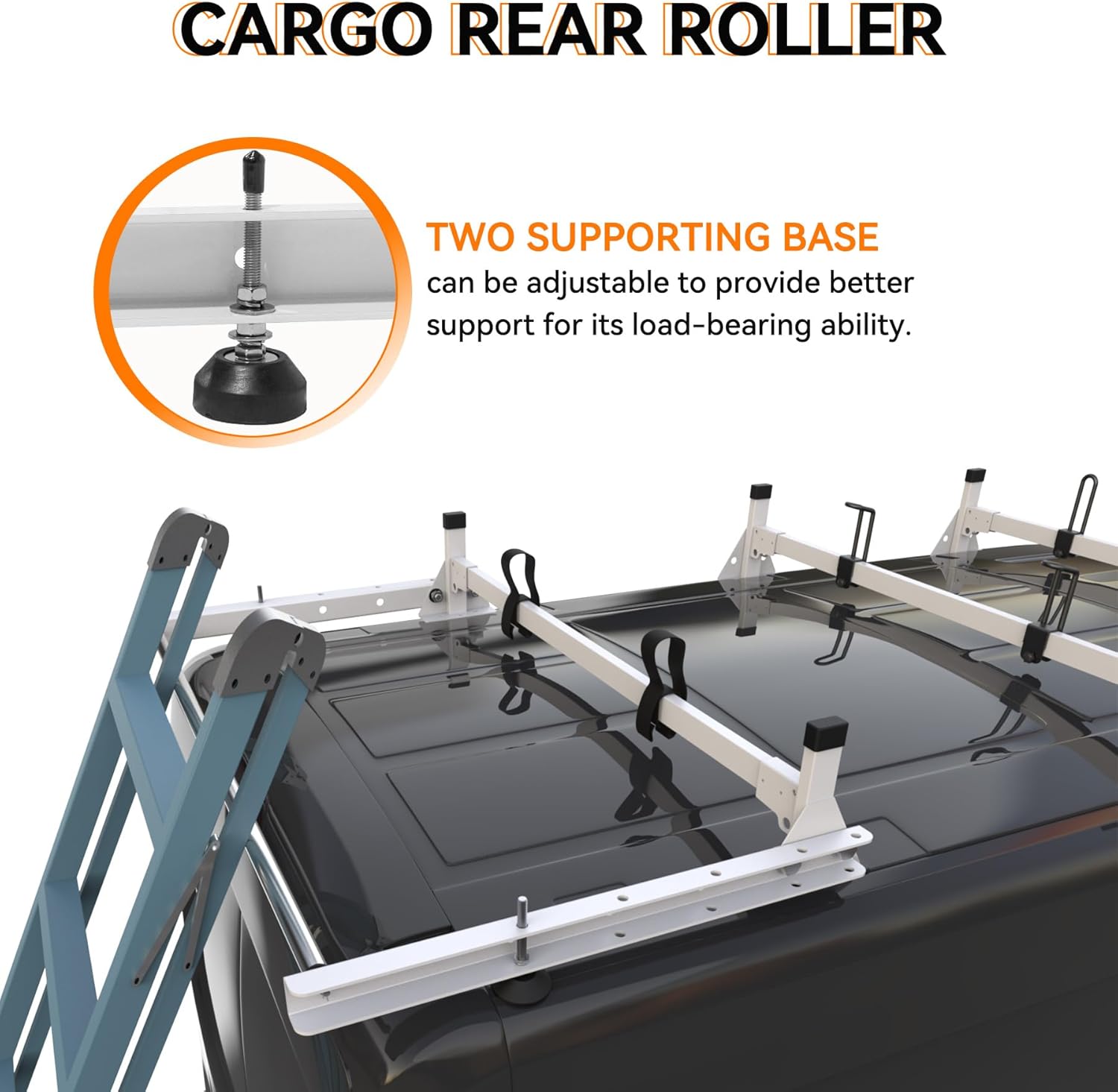 Condition photo showing New/Like New for MELIPRON Cargo Van Roof Ladder Rack with Rear Cargo Roller Fit for 2013-2025 RAM ProMaster 3 Crossbars 3 Crossbars with Rear Roller