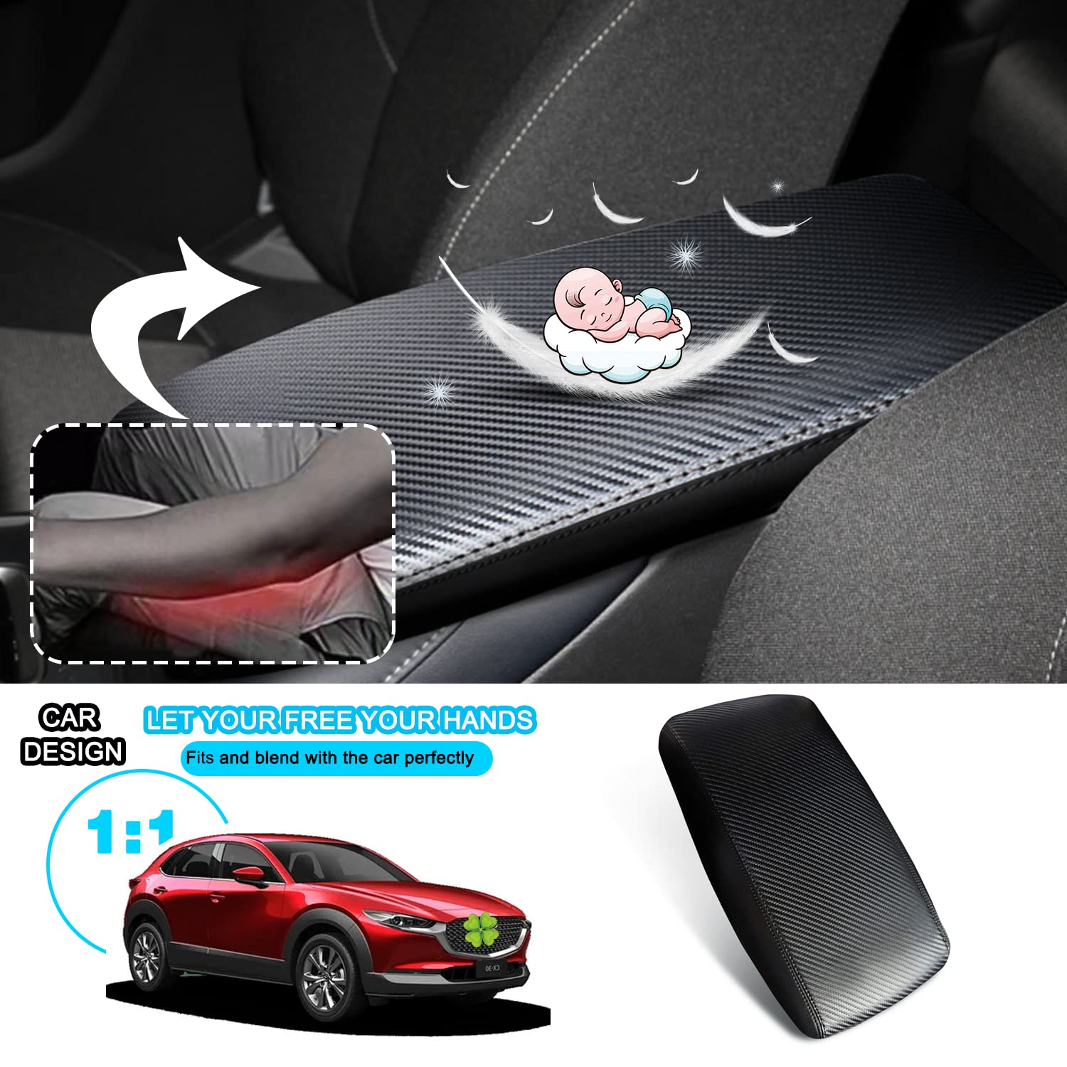 Ruiya Compatibile con Mazda CX30 CX-30 2019-2025 2026 Copri Bracciolo, Copertura per Bracciolo Copribraccioli CX-30 Centrale Bracciolo Copertura Protezion Bracciolo Protezione CX30 Accessori