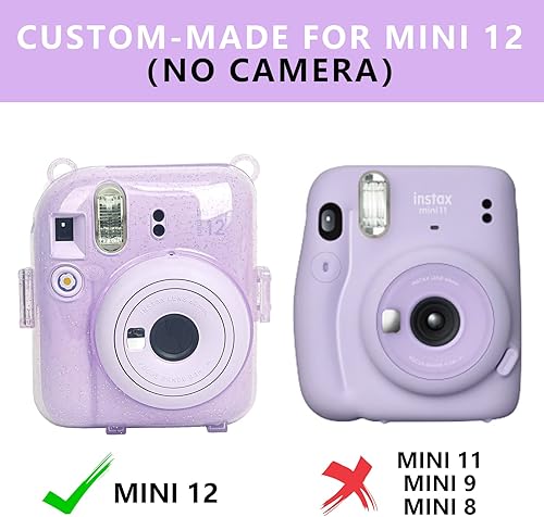 Miniatura 2 de WOGOZAN Mini funda transparente para cámara instantánea Fujifilm Instax 12, cubierta rígida de policarbonato con mini marco de fotos, calcomanías de