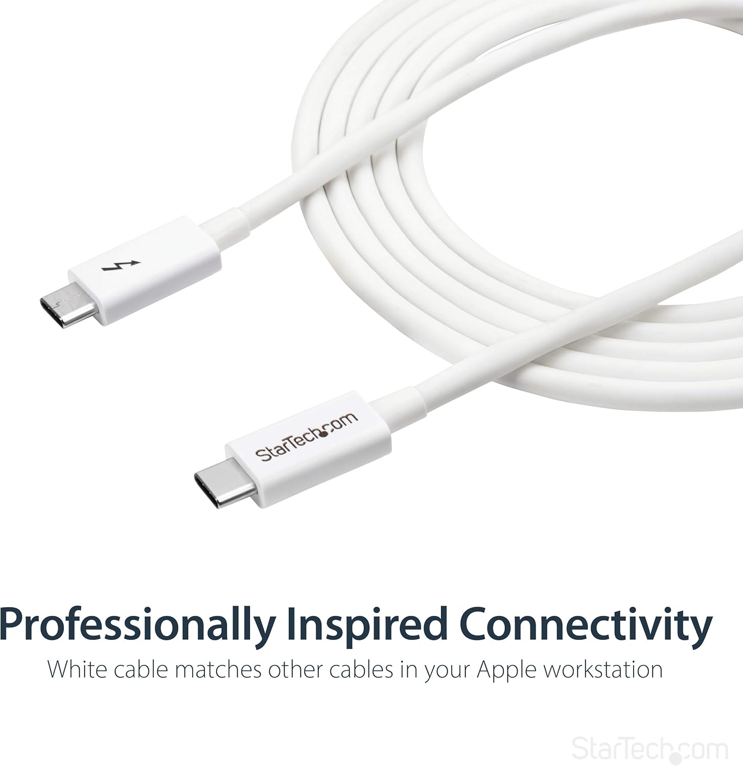 StarTech.com 6.6ft (2m) Passive Thunderbolt 3 Cable, 20Gbps, 100W PD, 4K Video, Thunderbolt Cable, Compatible with USB4/DP Alt Mode, Thunderbolt 4, USB 3.2/Type-C (TBLT3MM2MW)