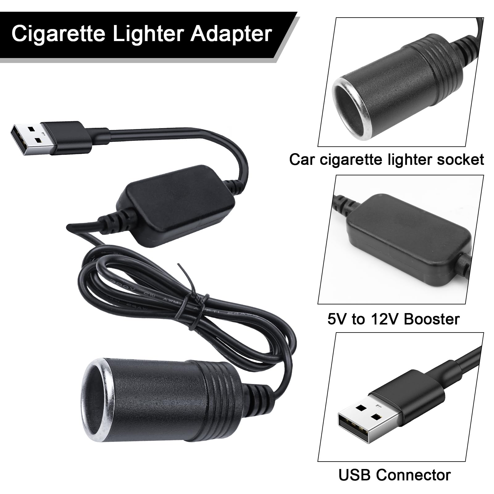 USB 12 V, Porta USB a 12 V Presa per Accendisigari per Auto Cavo Adattatore per Convertitore Femminile