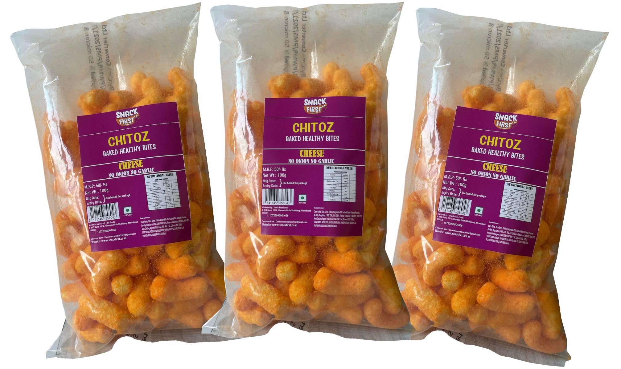 Snack First Chitoz, Pack of 3, No Onion No Garlic, Jain, Puffed Snack, Corn Puffs, Healthy Snack, Namkeen, Each 100g (B0D317KJW5) Amazon Price History, Amazon Price Tracker