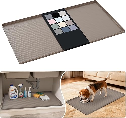 Miniatura 120 de URMONA Tapete de silicona impermeable para debajo del fregadero de 40 x 22 pulgadas, forro para estante de cocina y baño, protector de gabinete y