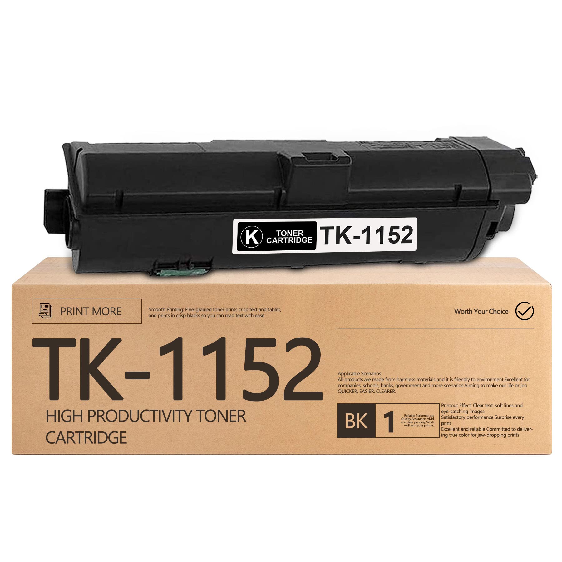 TK-1152 Toner Cartridge Black 1T02RV0US0 Compatible for Kyocera TK1152 | Works with P2235dw M2635dw M2635dn P2235dn M2135dn M2735dn Printer, TK-1152 1-Pack