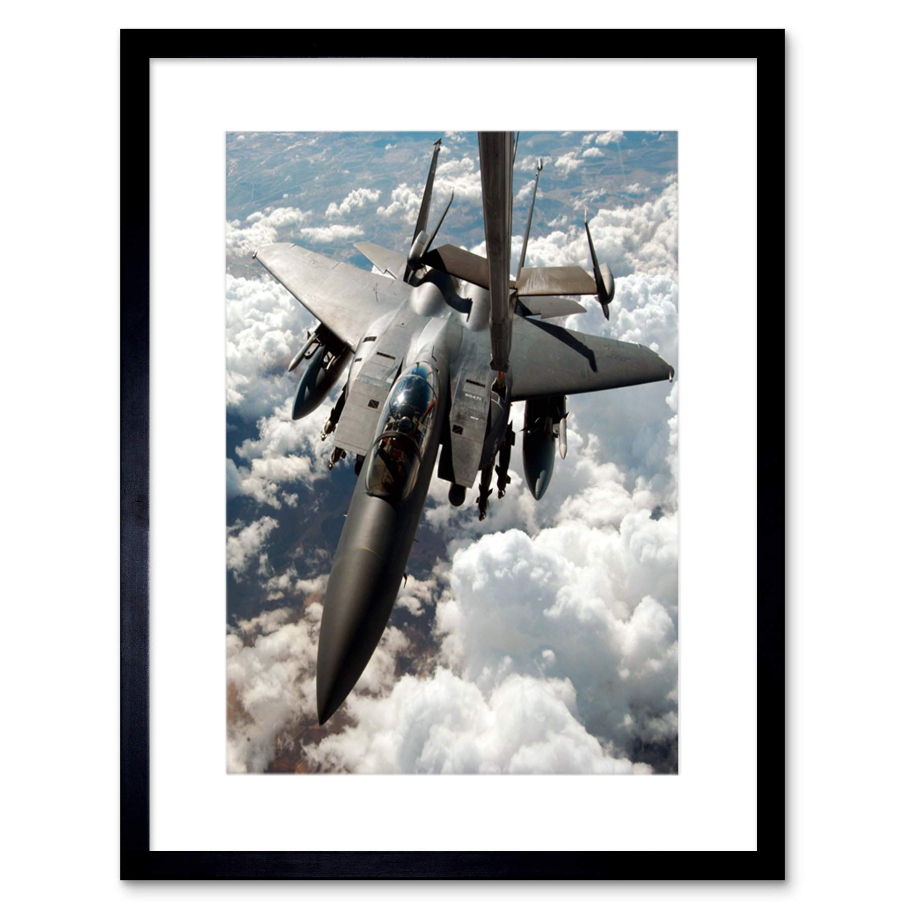 Wee Blue Coo MILITARY AIR PLANE FIGHTER BOMBER F-15E STRIKE EAGLE FUEL FRAMED PRINT B12X7819