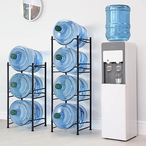 Miniatura 3 de Soporte para botella de agua de 5 galones, 4 niveles, enfriador de agua resistente, estante de almacenamiento desmontable para botella de agua,