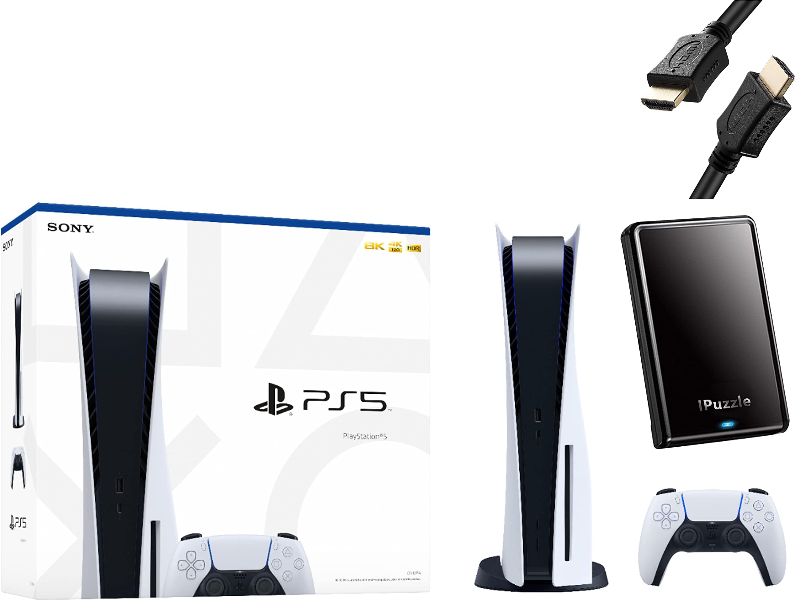 Sony PS5 PlayStation 5 Console Disc Version - Wireless Controller, x86-64-AMD Ryzen Zen 8 Cores CPU, 16GB GDDR6 Memory, 825GB SSD Storage