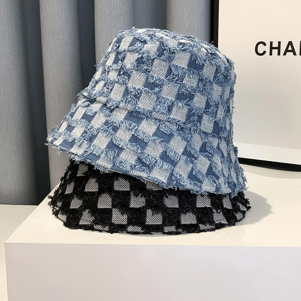 JUENAWMIU Denim Bucket Hat for Women Washed Packable Summer Beach Sun Hats Travel Bucket Hat for Women Men - Image 3