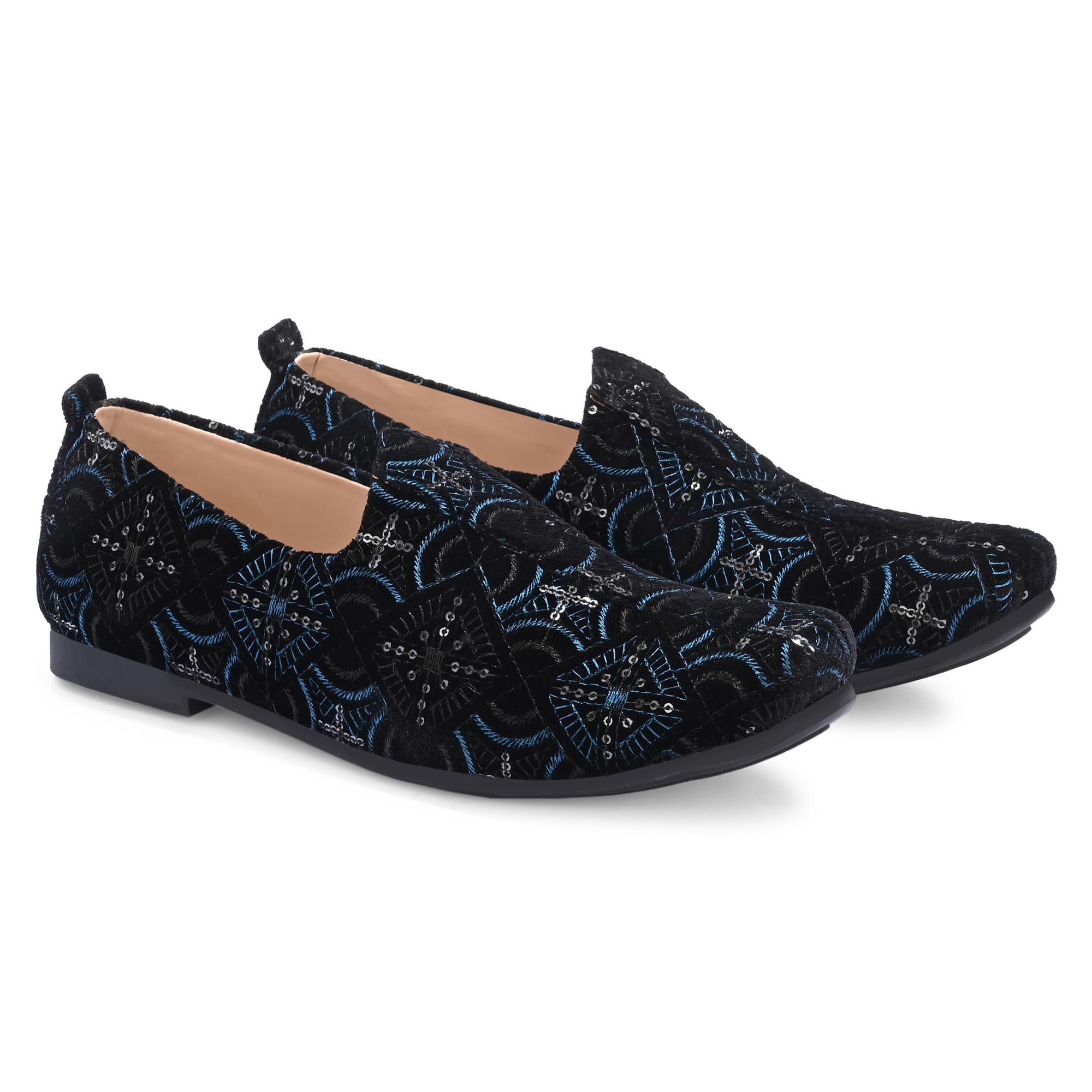 Midnight Bloom Royal Look Mojaris Juttis Slip On for Men-image-0
