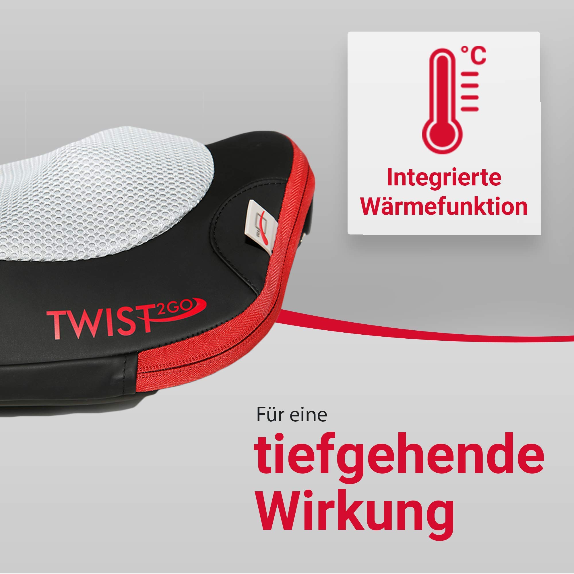 Miniwell Twist2Go Casada Massagegerät Massagekissen Shiatsu Heating Wärmefunktion Wireless kabellose Nutzung Massage für den Nacken Schulter Rücken für Zuhause Büro