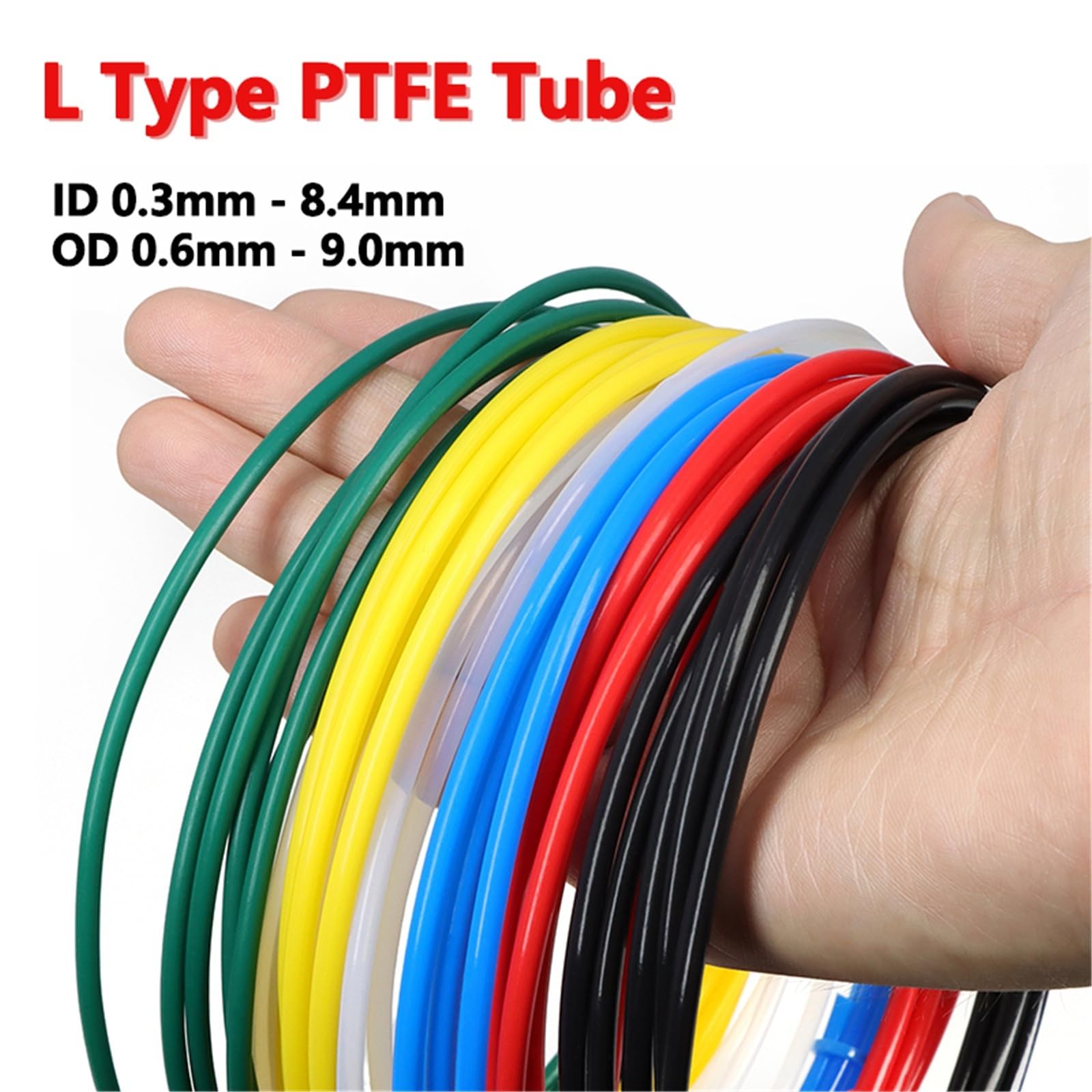 PTFE Tubo Tubo protector de calor capilar aislado tipo L 150V F46 | DI0.3-3.38mm(Black,10M X 1PCS_10L(2.69X3.09))