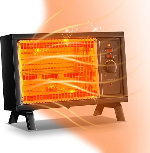 JASUN Calentador de espacio portátil, calentador eléctrico radiante, calentamiento rápido con termostato ajustable, calentador de interior portátil