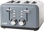 Grille-pain rétro Haden Cotswold 75011 en acier inoxydable 1500W 4 tranches à fente large avec tiroir à miettes amovible et réglages, beige putty avec contrôle de brunissage réglable, grille-pain intelligent