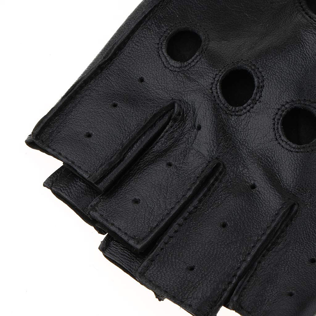 Guantes de ciclismo retro de piel sintética para hombre, sin dedos, 2XL, botón negro