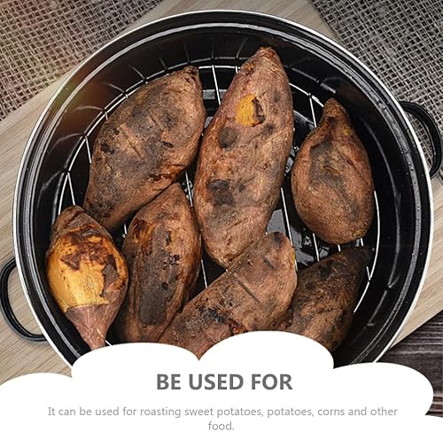 Miniatura 7 de Yardwe Sartén para asar redonda redonda asadora olla cubierta de esmalte sartén asador sartén asador olla pavo