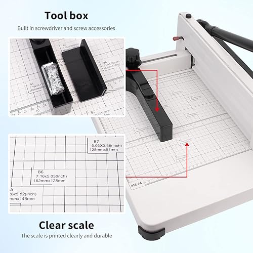 Miniatura 6 de Cortador de papel A4 profesional de guillotina, máquina de corte de papel resistente con capacidad de papel de 380 hojas de 2.85 onzas, 1