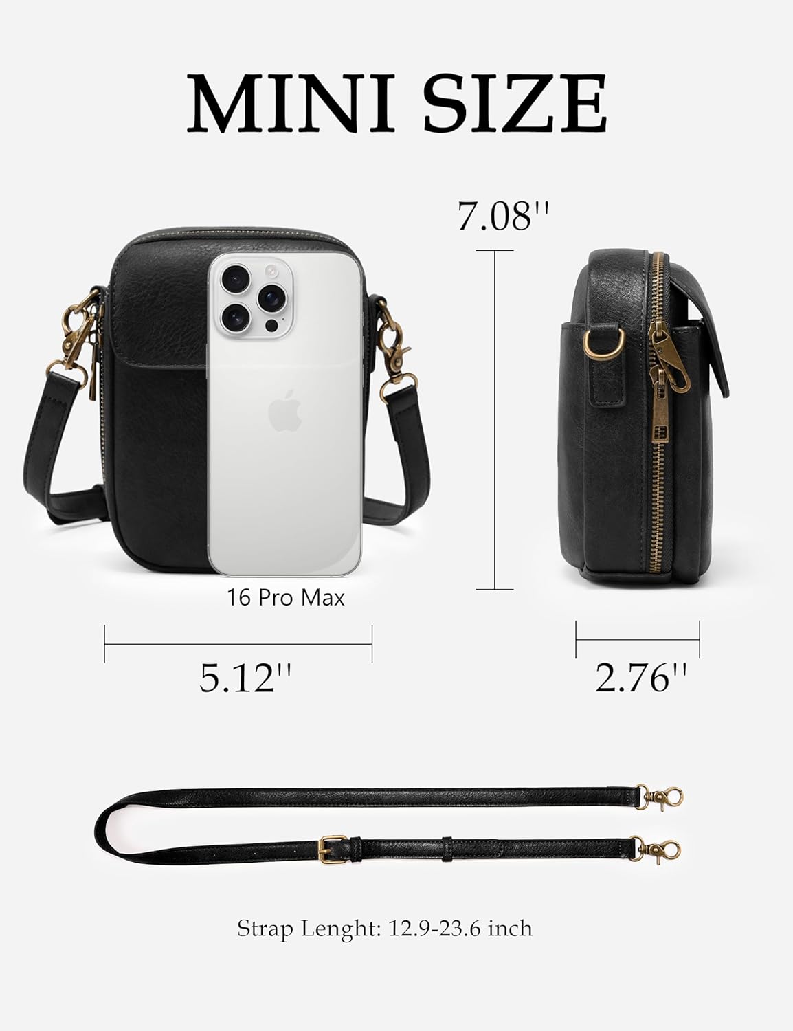 Yarnic Small Crossbody Bag, Vegan Leather Cell Phone Purse for Women, Vintage Wallet Bag with Card Slots - Image 6