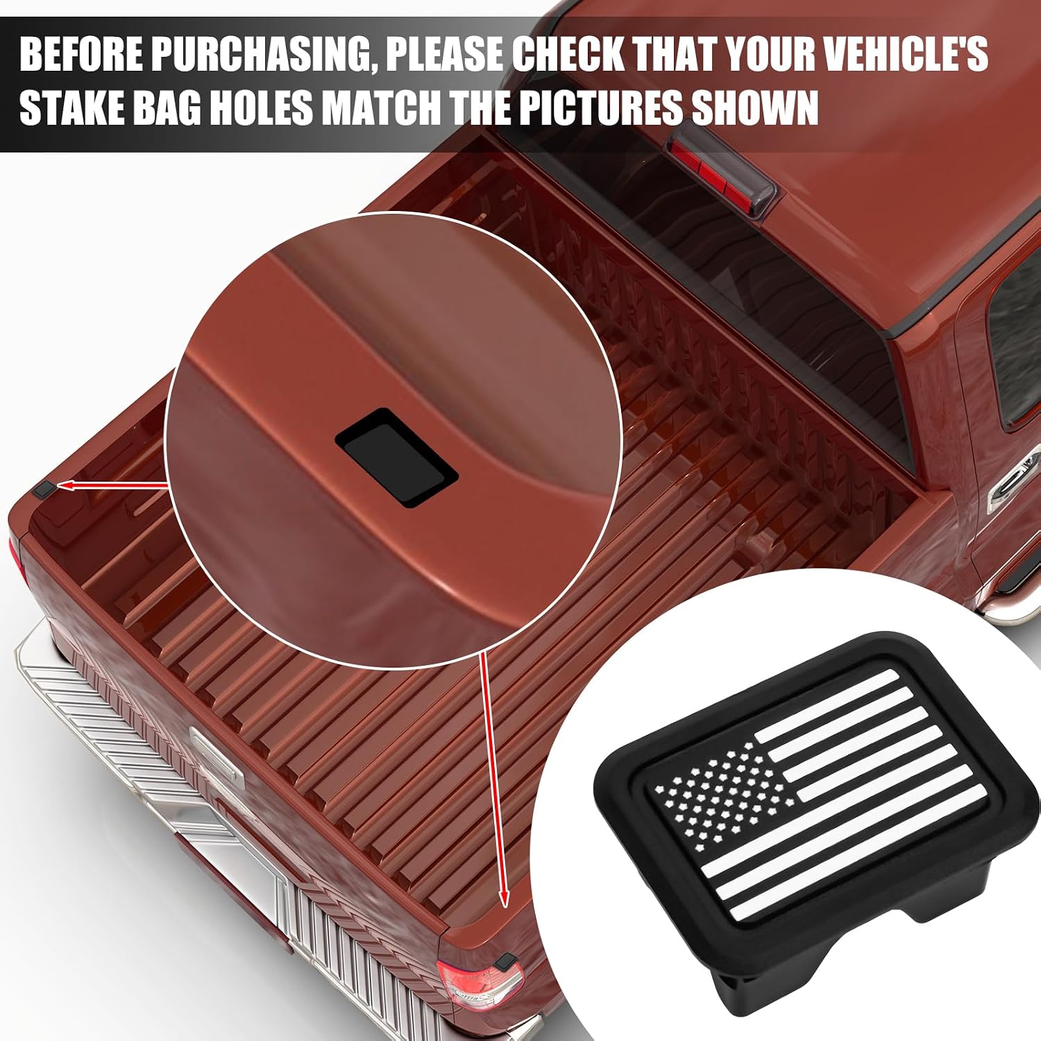2pcs Stake Pocket Covers for Ram 1500, Easy Install Truck Bed Rail Caps Truck Rail Covers for Dodge Ram 2019-2024 Accessories (American Flag Style)