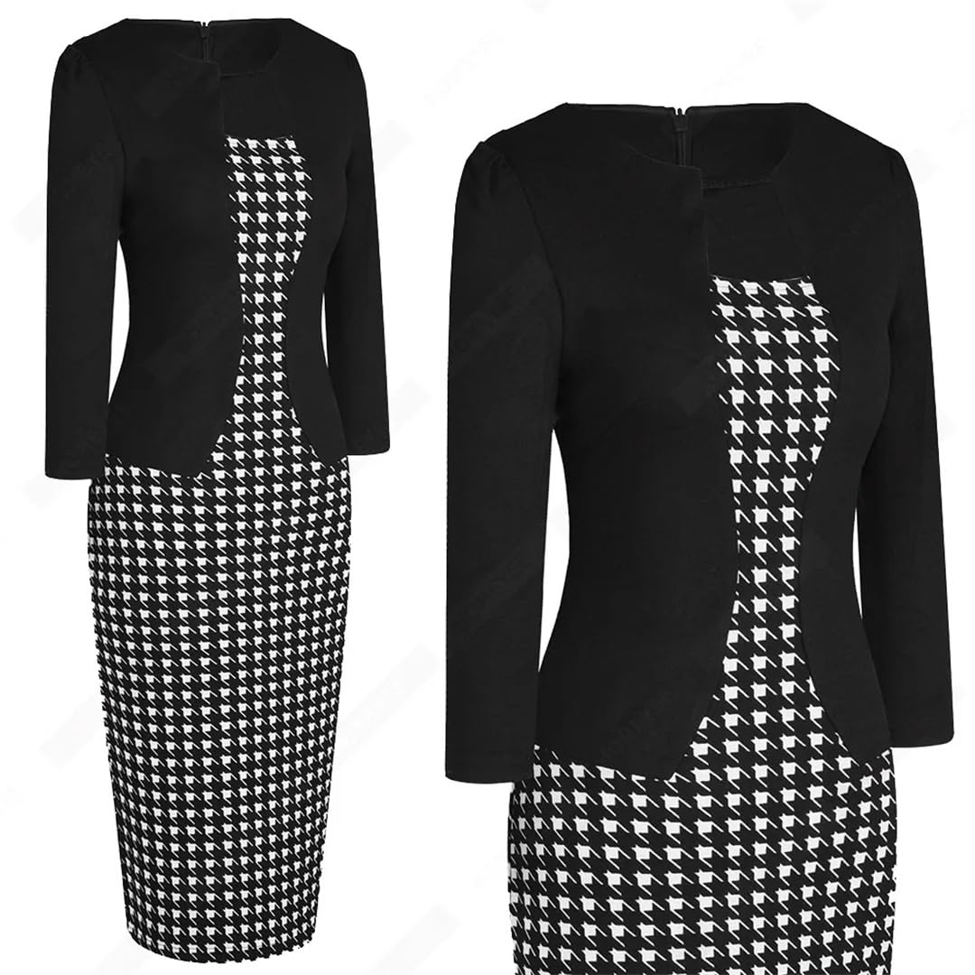 Vestido De Tubo Ajustado para Mujer Elegante De Una Pieza Formal De Negocios con Estampado Floral Vintage para Trabajo De Dama Y Oficina