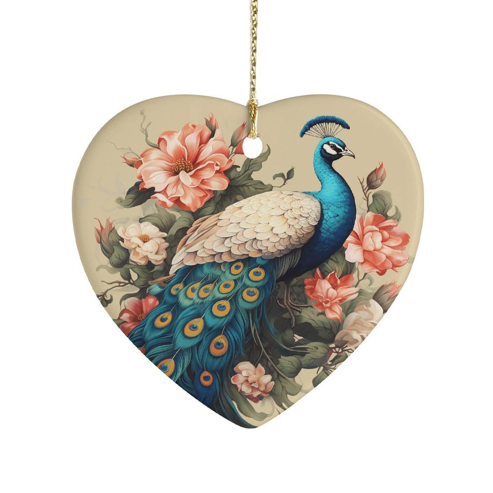 Fekiloot Style Peacock And Flowers Ceramic Ornament Home Decor Keepsake