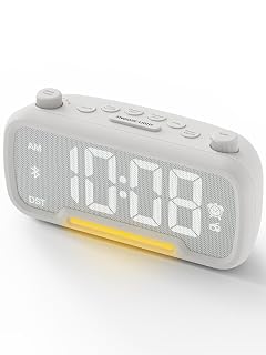 ROCAM Clock Radio FM Radio Alarm Clock for Bedroom Modern Design Auto Scan 20 Presets Auto-Off Sleep Timer