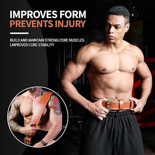 Miniatura 8 de Cinturón de cuero para levantamiento de pesas, soporte lumbar acolchado de 4 y 6 pulgadas, 10 agujeros ajustables, cinturón de peso para gimnasio,