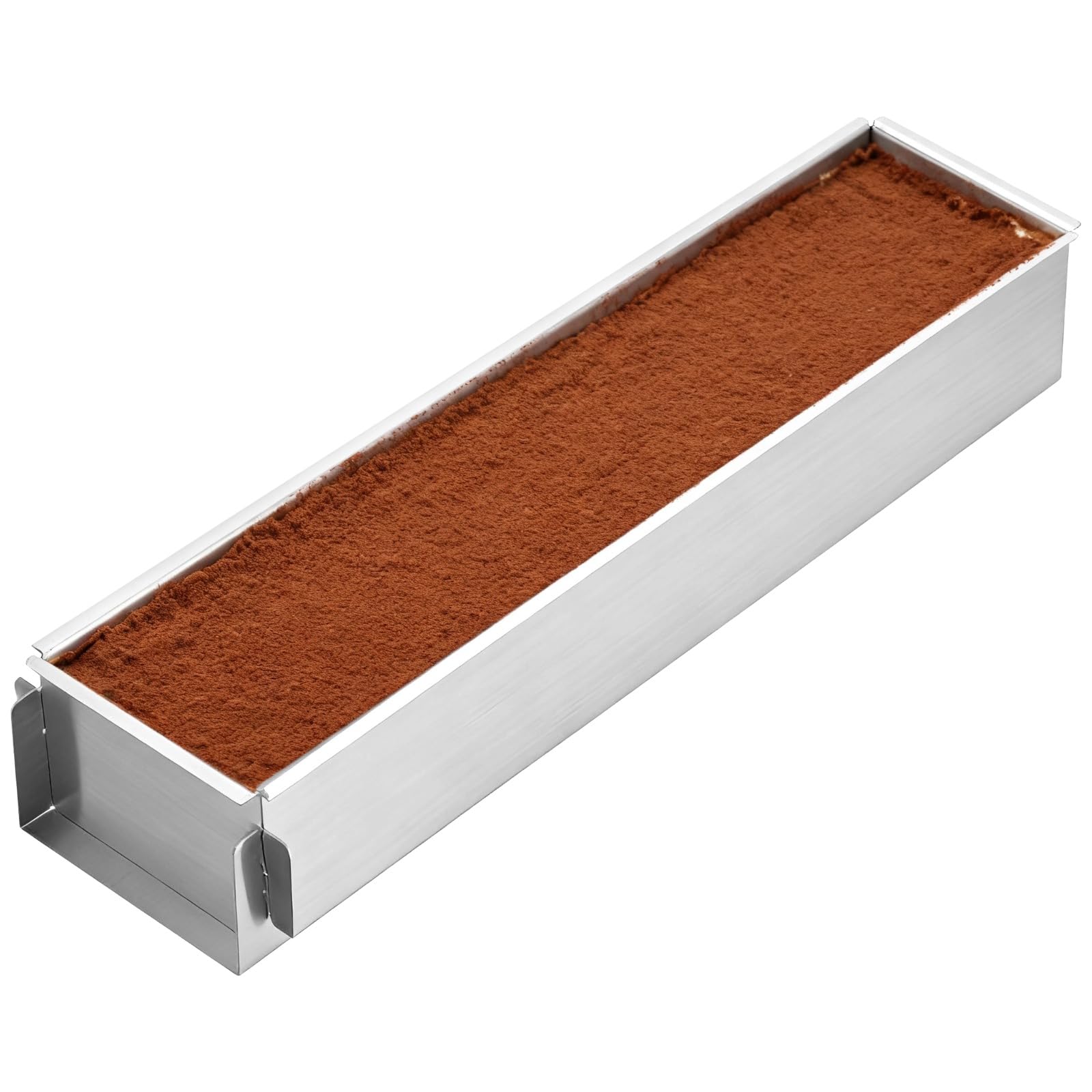 Rechteckige Kuchenform, 40 x 10 x 6 cm Edelstahl-Tiramisu-Form mit abnehmbarer Seite, 6 cm tiefe rechteckige Backform, professionelle Formen für Tiramisu und Schichttorten