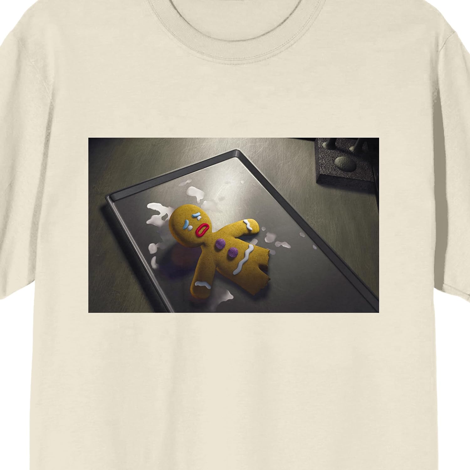 Shrek Gingerbread Man Screenshot Crew Neck Short Sleeve Natural Unisex Adult T-Shirt