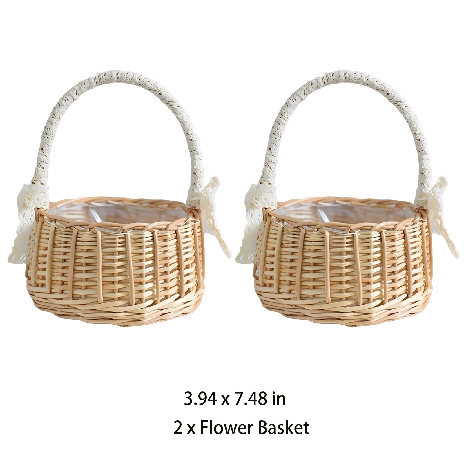 Hochzeitskorb-Set, elegantes Spitzen- und Perlen-Weiden-Design, leicht, rustikal, Hochzeitskorb für Gastgeschenke und Party-Dekorationen, 2-teilig