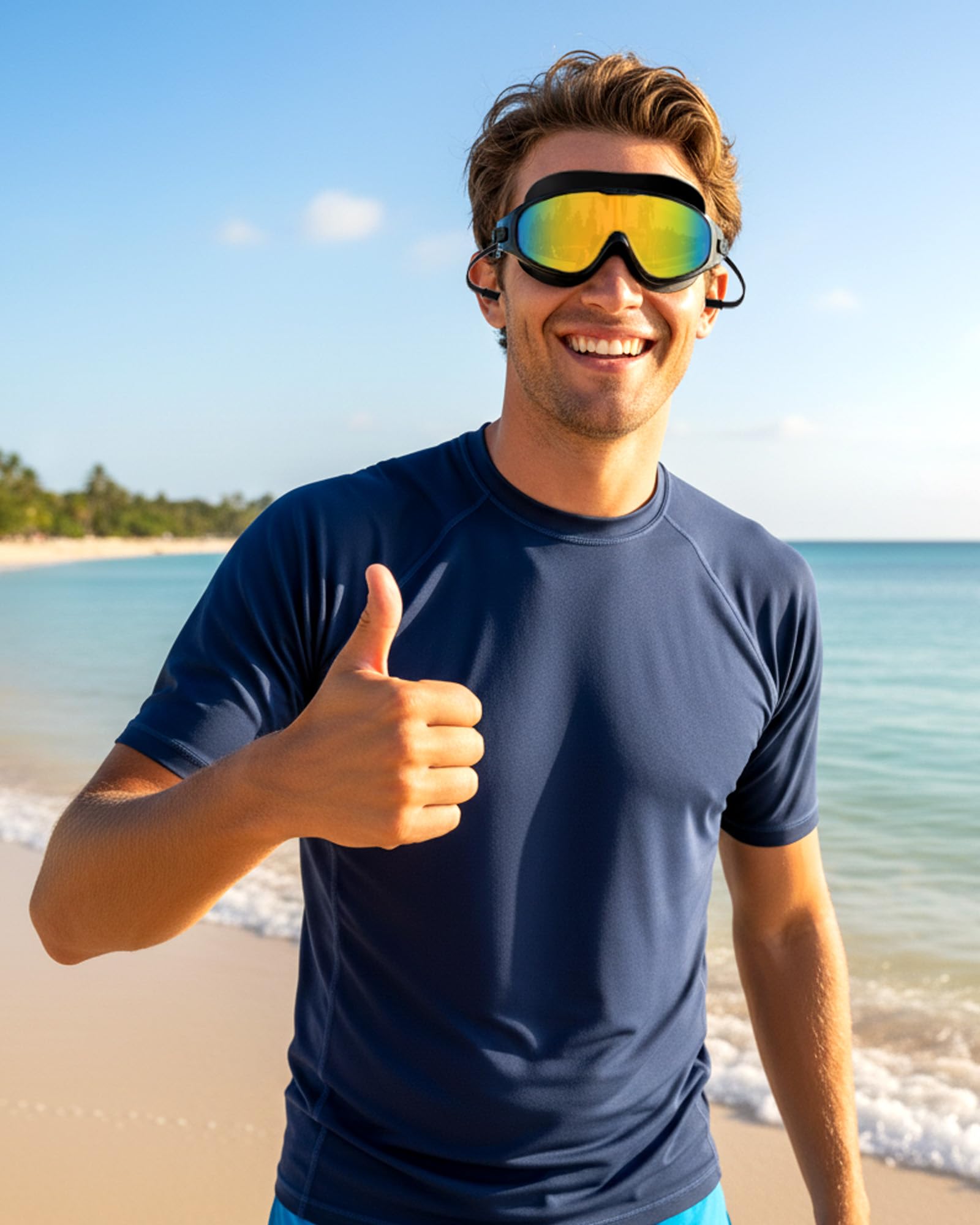 Schwimmbrille für Erwachsene, auslaufsicher, Anti-Beschlag-Schwimmbrille, Weitsicht, Schwimmbrille mit Ohrstöpseln und Nasenklammer