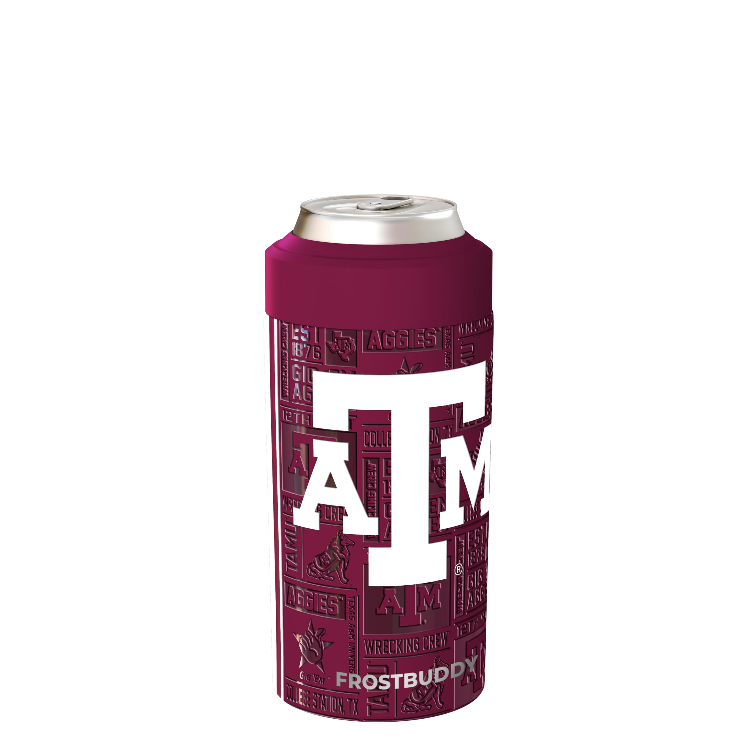 Frost Buddy Universal Can Cooler - Fits 12 &amp; 16 oz (Texas A&amp;M Aggies | 3D)