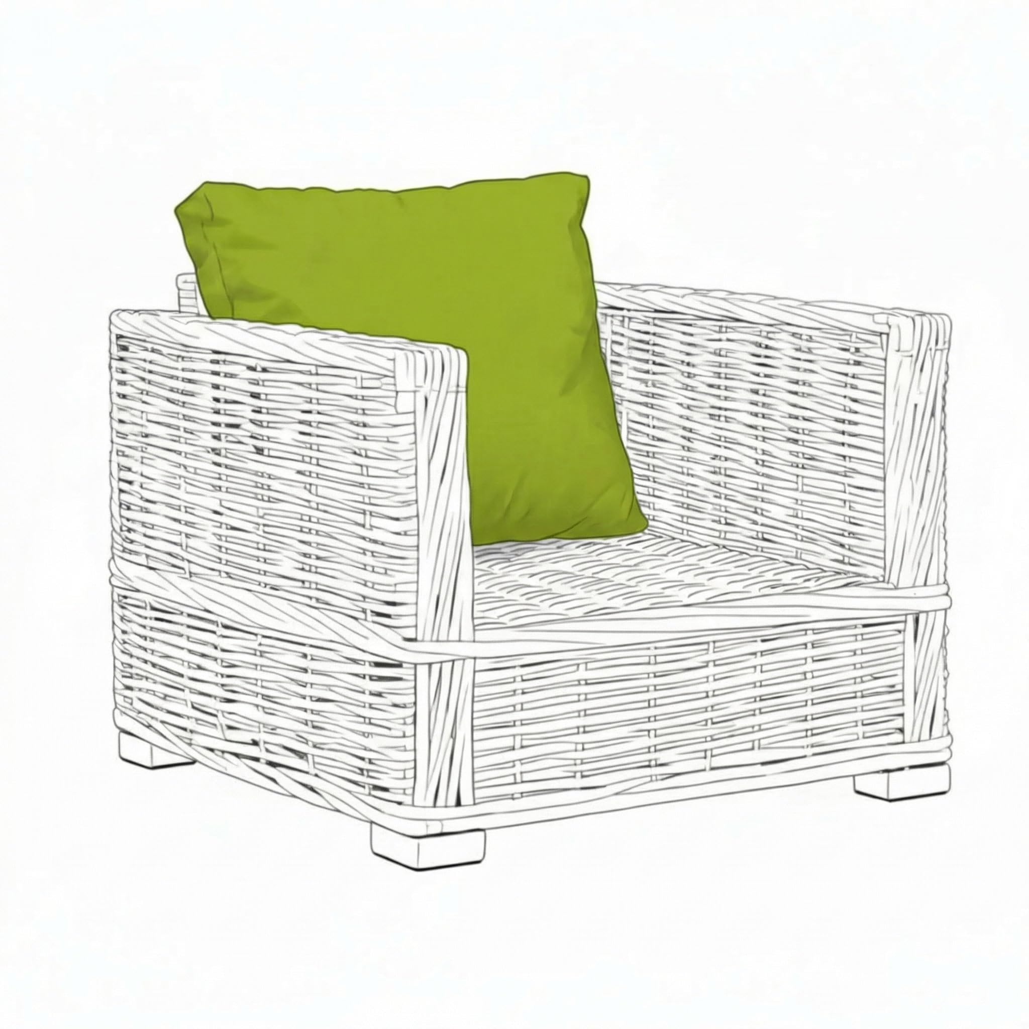 Kosiproducts Replacement Rattan Cushions Water Resistant for Outdoor Patio Garden Seating [Lime Green, Cushion Only 56x45]