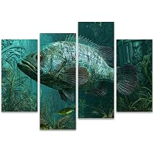4Pcs Canvas Wall Art Framed Wall Art for Living Room Arapaima largest fresh water fishes Oceanarium Modern Wall Decor Prints Pictures on Artworks Home Decor