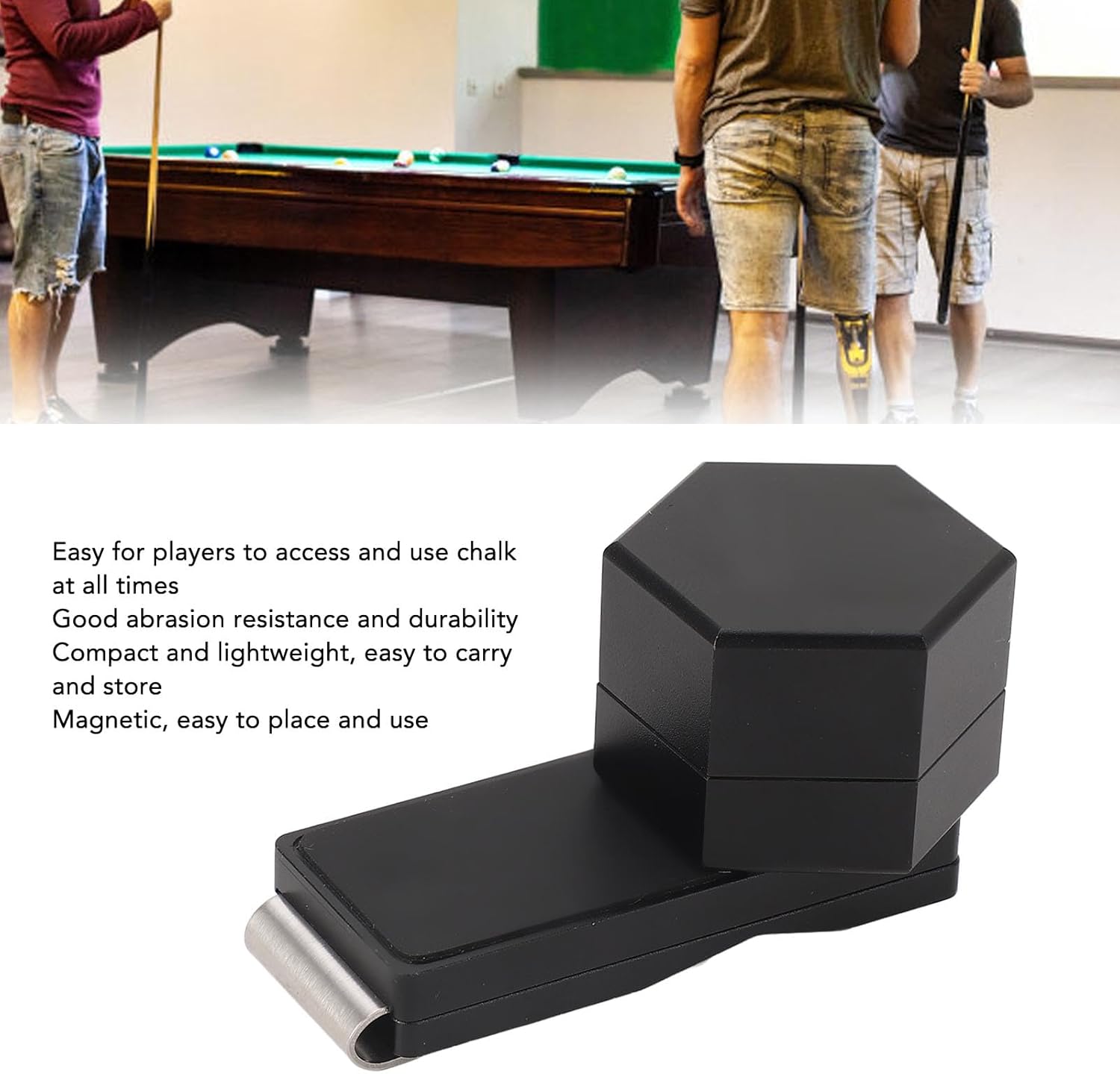 Portable Magnetic BilliardChalk Holder with Hex Box Clip, Lightweight Professional Chalk Holder Magnetic Billiard PoolSnooker Chalk Holder for Halls Pool Rooms Bars
