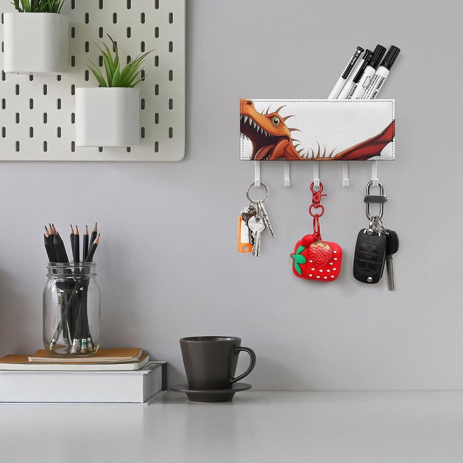 Pterodactyl Dinosaur Key Holder Wall Mounted, Adhesive Key Rack image 5