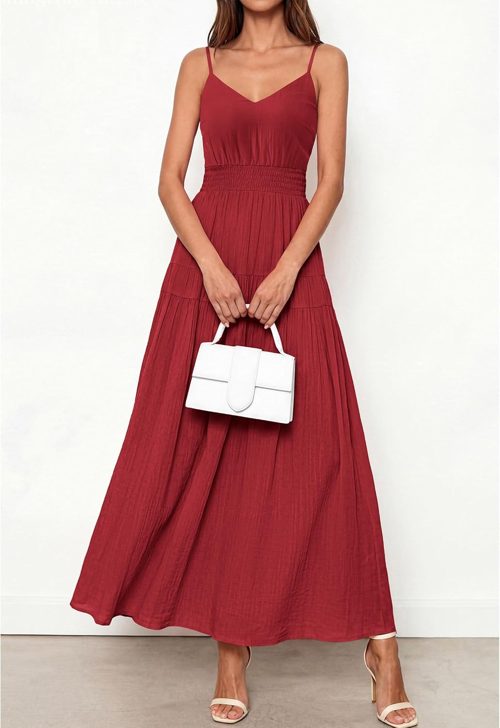 KIRUNDO Summer Dresses for Women Spaghetti Strap Sleeveless High Waist Flowy Boho Maxi Dress Beach Vacation Long Sundress - Image 6