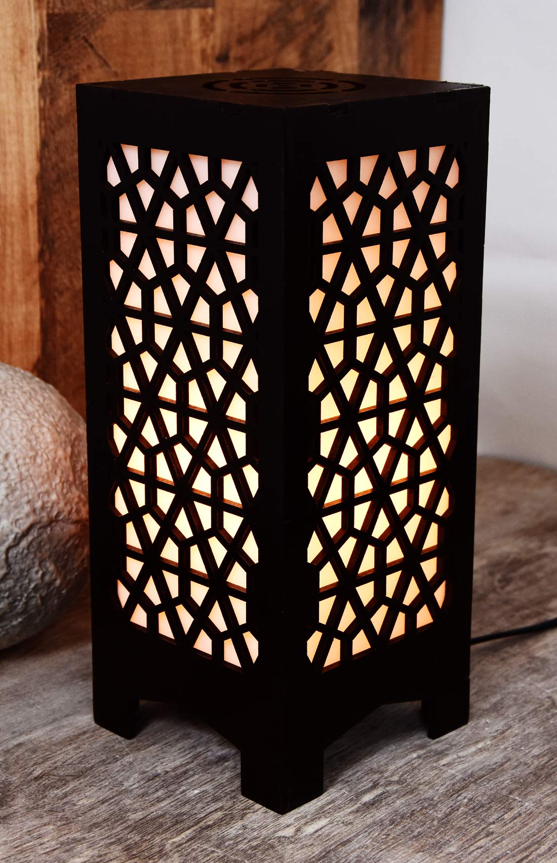 G Gojeeva New Wooden Table Lamp with Creative Laser Cutting Design,Suitable for Bedside,Drawing Room,Lobby Etc(Color-Brown)