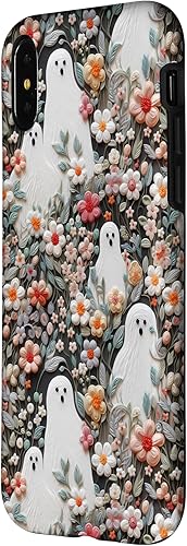 Miniatura 8 de iPhone 12 Pro Max Linda decoración de Halloween 3D arcilla floral hoja fantasma impreso caso