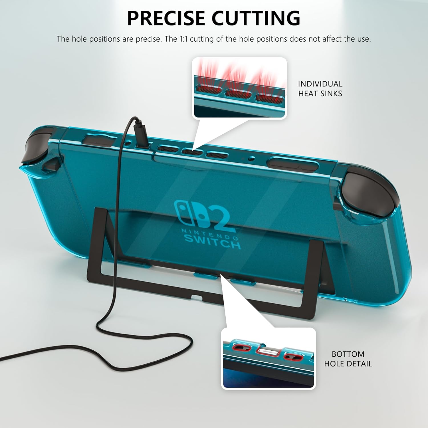 [Improved Easy Dockable Version] Clear Blue Case for Nintendo Switch 2, FANPL Protective Cover for Switch 2 and JoyCon Controller - Strong and Durable, Not Easy to Fall Off - Image 5