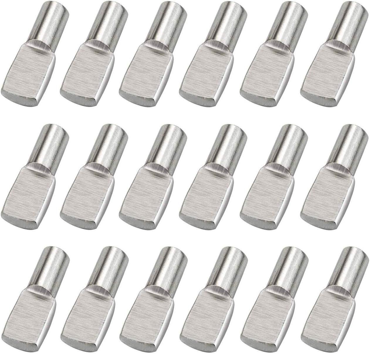 60 Pieces 5 mm Shelf Supports Set Nickel Plated Cabinet Furniture Shelf Supports Pegs Spoon Shape Shelf Holder Pegs Perfect for Shelf Holes in Cabinets and Entertainment Centers Pack of 60
