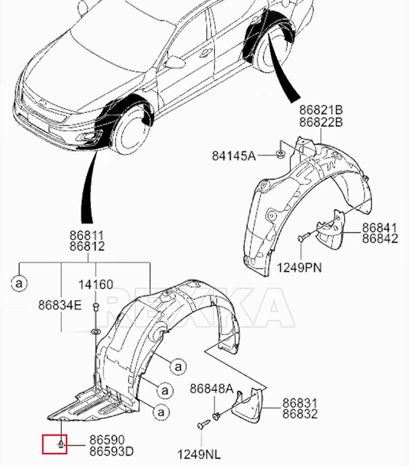 Rexka 15pcs Fender Liner Push-Type Retainer Clip Fastener Compatible with Hyundai Kia 86595-2T500 Accent,Azera,Elantra,Equus,Genesis, Ioniq, Kona,Santa Fe,Sonata,Tucson,Veloster,Optima,Sedona
