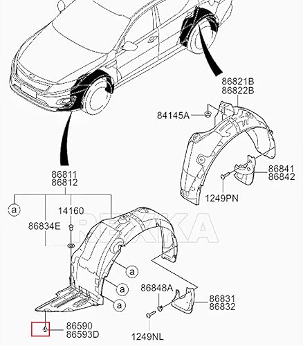 Miniatura 5 de Rexka 25 piezas de guardabarros tipo empuje de sujeción de clip de retención compatible con Hyundai Kia 86595-2T500 Accent, Azera, Elantra, Equus,