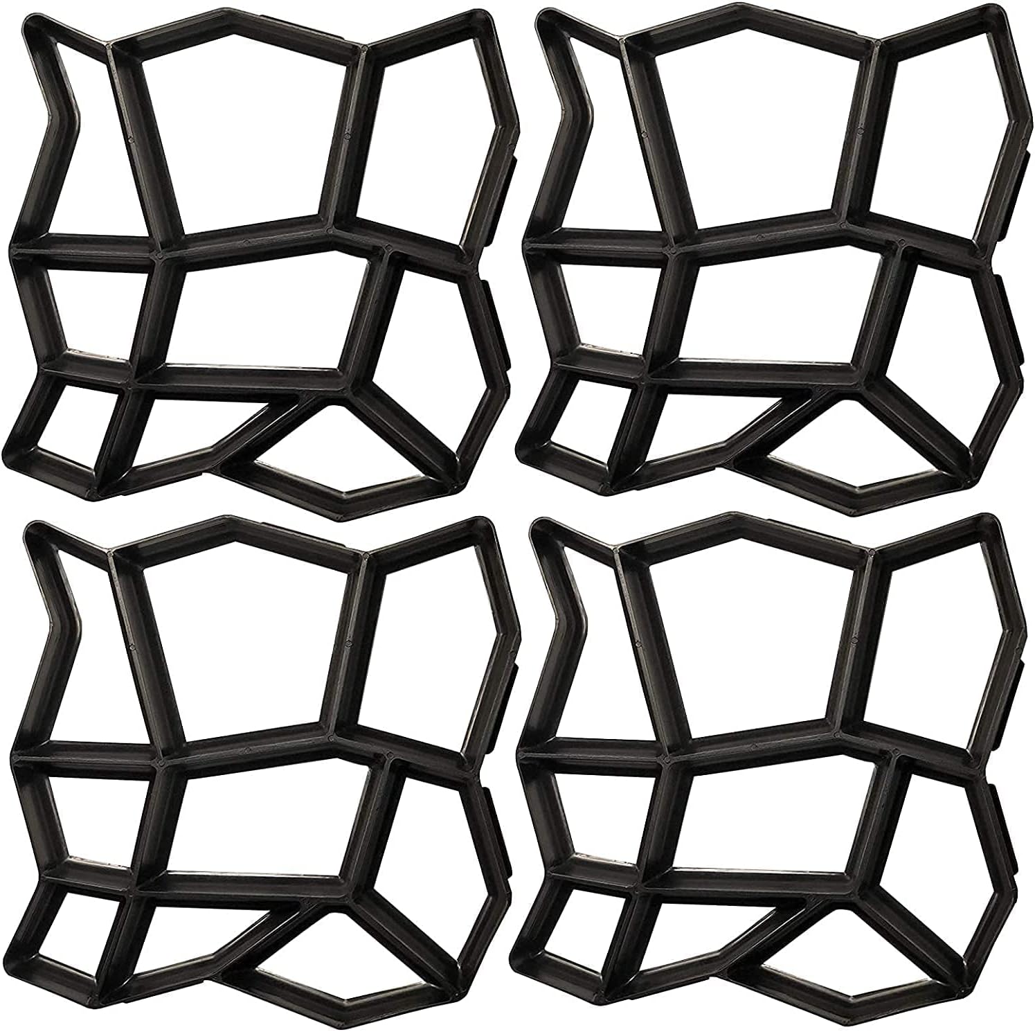 Concrete Molds and Forms, 4 Pack Reusable Pathmate Stone Moldings DIY Paving Pavement Walk Maker Irregular Stepping Stone Paver Walkways Cement Molds for Patio, Lawn & Garden, 13.8x13.8x1.4 inch