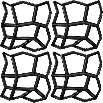 Concrete Molds and Forms, 4 Pack Reusable Pathmate Stone Moldings DIY Paving Pavement Walk Maker Irregular Stepping Stone Paver Walkways Cement Molds for Patio, Lawn & Garden, 13.8x13.8x1.4 inch