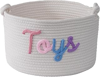 JUOOE Personalized Cotton Rope Baby Gift Basket, Nursery Storage Organiz...