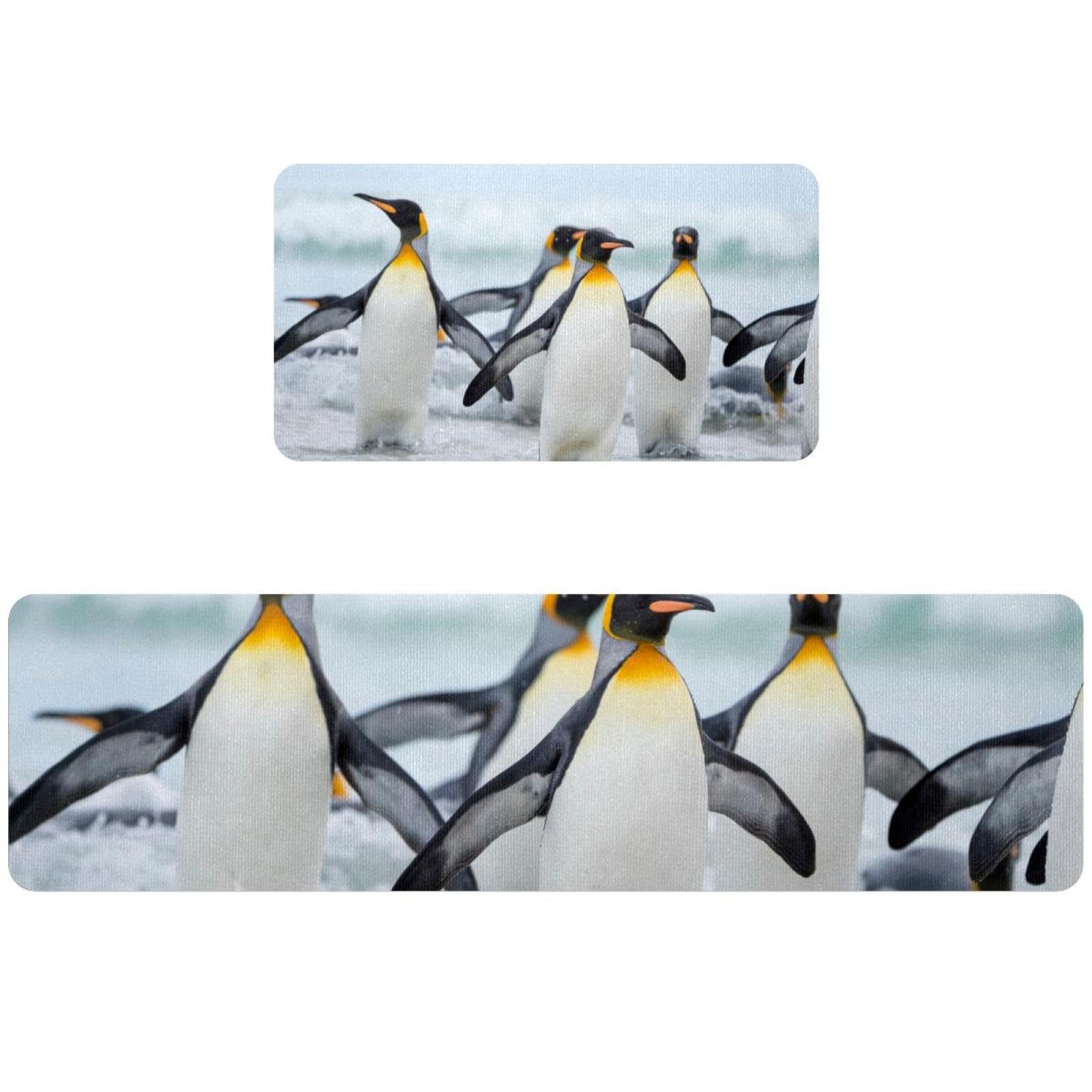 Tapete de cocina de 2 piezas con diseño de pingüinos, juego antideslizante y superabsorbente