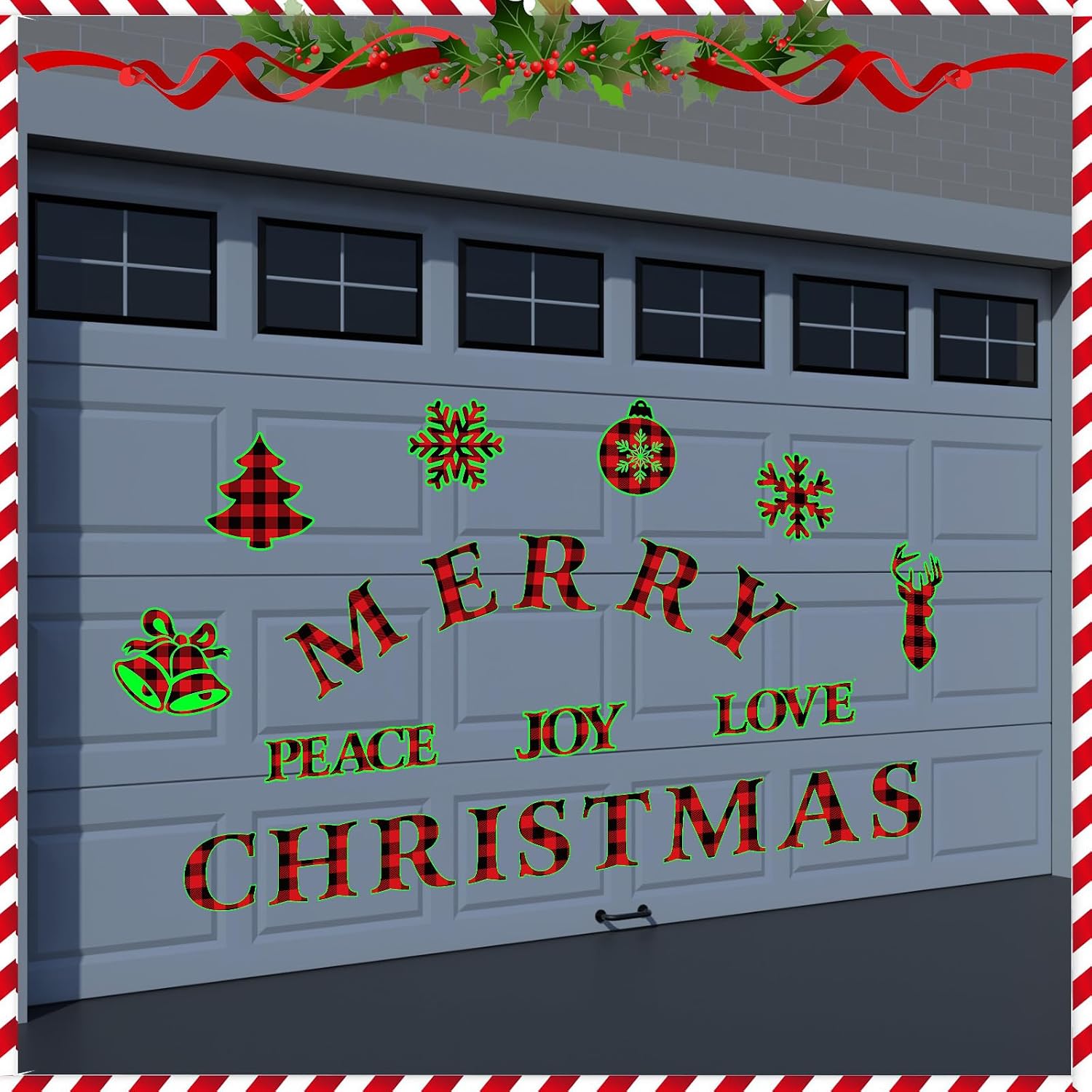 Kanayu 32 Pcs Christmas Garage Door Decorations Magnets Merry Christmas Garage Door Magnets Glow in the Dark Magnetic Decal Luminous Stickers Xmas Decorations for Garage Door Car Refrigerator Party
