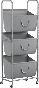ELYKEN 120L Vertical Rolling Laundry Hamper with Removable Bags, 3 Section Laundry Baskets with Wheels, Space-Saving 3 Tier Laundry Sorter for Small Spaces, Dorm, Bedroom, Bathroom, Laundry Room