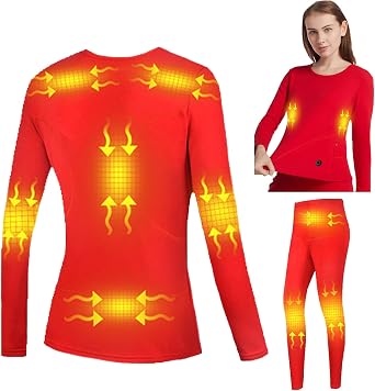 Winter Heated Underwear Tops Pants Set Outdoor Sports Cycling 11-Zone Smart Heating Underwear, 3 Levels Temperature
